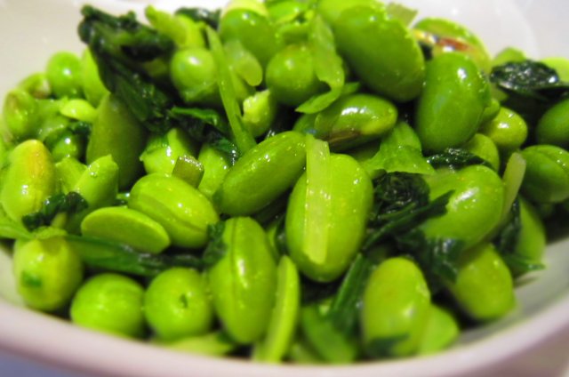鳮毛菜拌毛豆