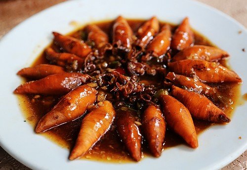 我大爱有膏鱿鱼仔，但比呢碟野搞到无晒胃口，只只鱿鱼仔好似干尸敢，如同嚼木啊·