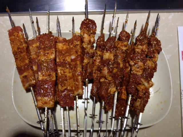 五花肉+羊肉串