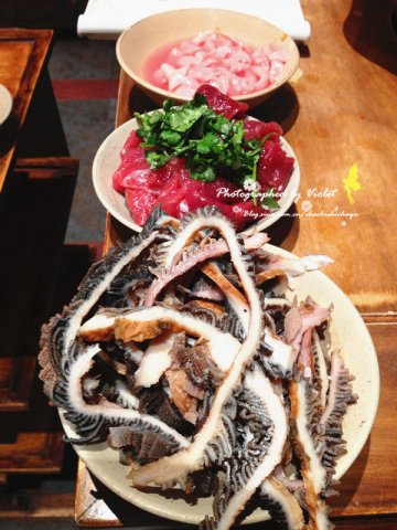 毛肚条、牛肉、鸭肠