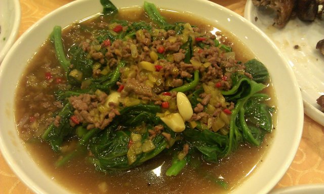 酸菜牛肉松扒潺菜