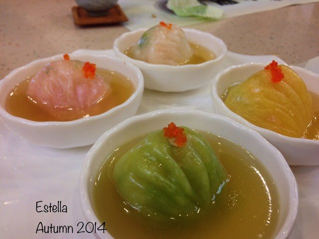 花旗参汤四色虾饺