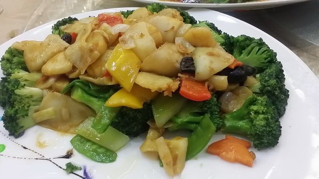 碧绿炒花枝玉带