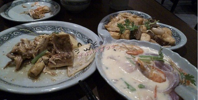 咖喱虾+麻油鸡+日式豆腐