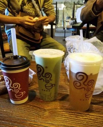 抹茶香米红豆奶茶